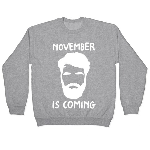 November Is Coming Parody White Print Pullover