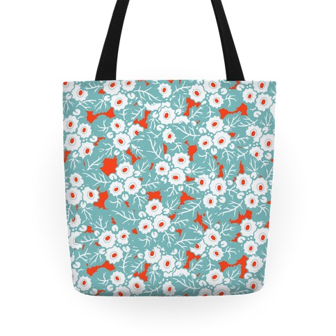 Mint and Vermillion Flora Tote