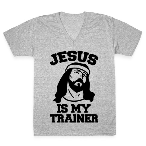 Jesus Is My Trainer V-Neck Tee Shirt