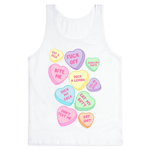 Rude Sassy Candy Hearts Pattern Tank Top