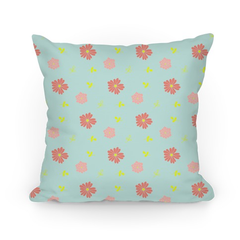 Light Blue Floral Tossed Pattern Pillow