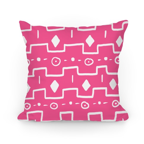 Pink Tribal Doodle Pattern Pillow