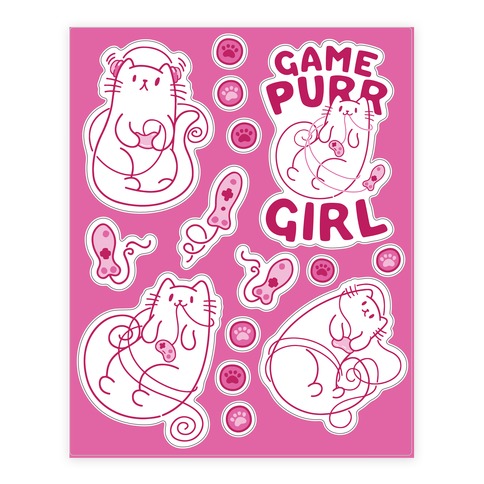 Gamer Cats  Stickers and Decal Sheet
