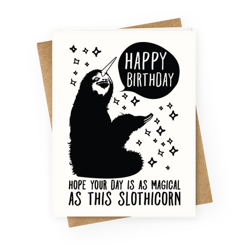 Sloth Wizard Birthday Card Funny Birthday Card Cute Birthday Card 