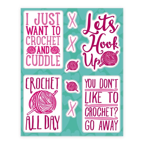 Funny Knitting and Crochet Stickers and Decal Sheet