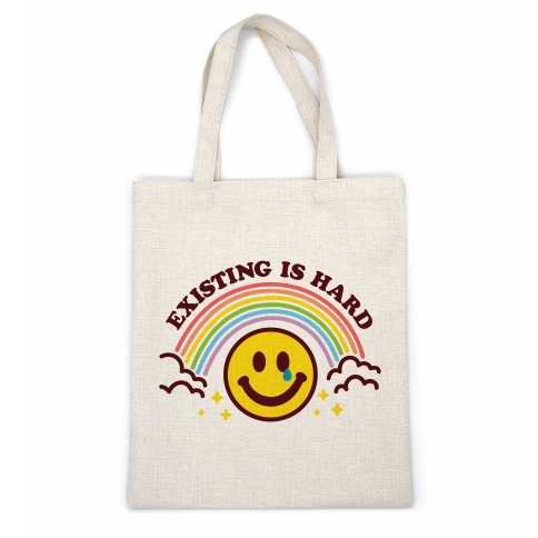 Existing Is Hard Rainbow Smile Casual Tote