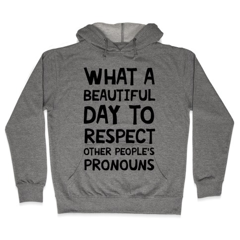 What A Beautiful Day To Respect Other People's Pronouns Hooded Sweatshirt