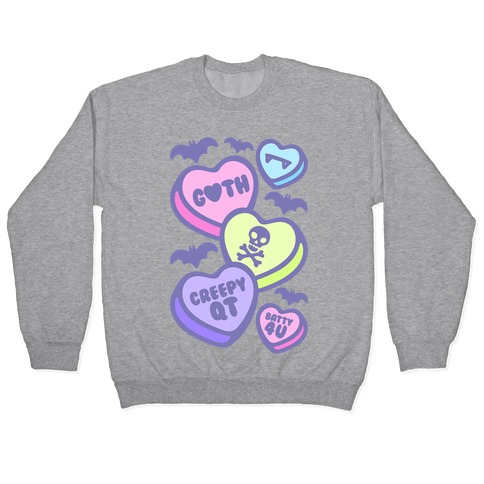 Goth Candy Hearts White Print Pullover