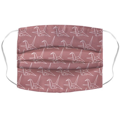 Origami Crane Pattern Dusty Rose Accordion Face Mask