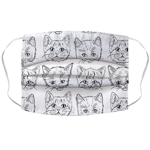 Black and White Kitten Square Pattern Accordion Face Mask