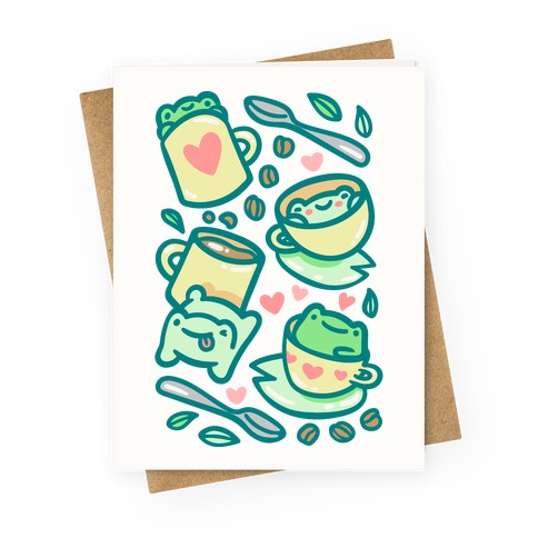 Coffee And Tea Frogs Greeting Card
