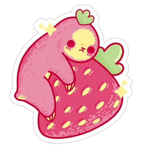 Strawberry Sloth Die Cut Sticker