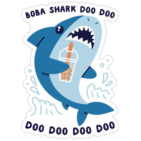 Boba Shark Die Cut Sticker
