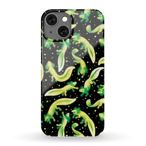 Green Fluorescent Axolotl Pattern Phone Case