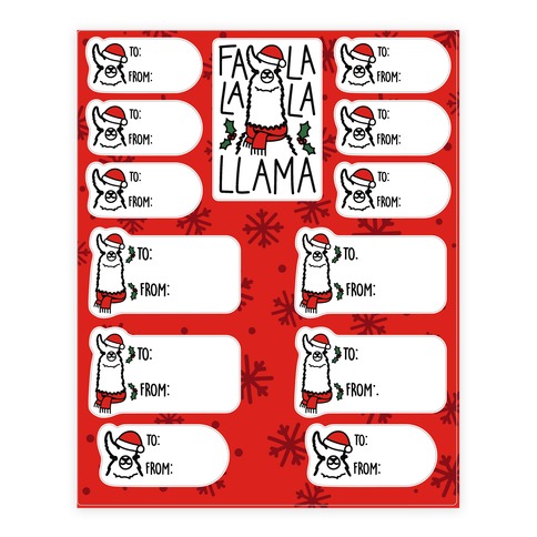 Falalala Llama Gift Tag Stickers and Decal Sheet
