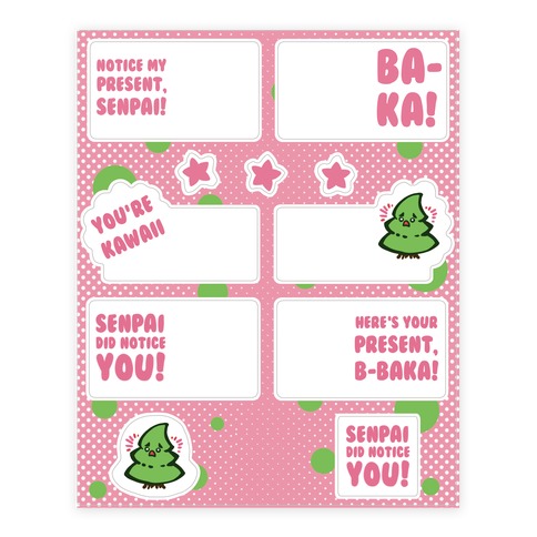 Senpai Christmas Tags Stickers and Decal Sheet