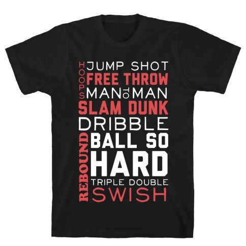 Basketball Typographic (Red and White) T-Shirt