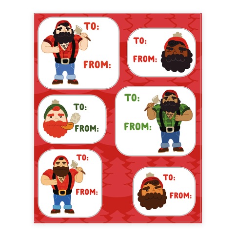 Holiday Lumberjack Gift Tags Stickers and Decal Sheet