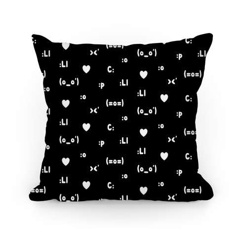 Emoji Black and White Pattern Pillow