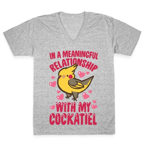 In A Meaningful Relationship With My Cockatiel V-Neck Tee Shirt