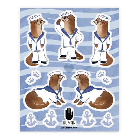 Sea Sailor Otter Stickers and Decal Sheet