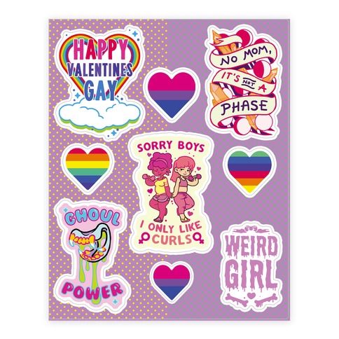 Lesbian Pride Stickers and Decal Sheet