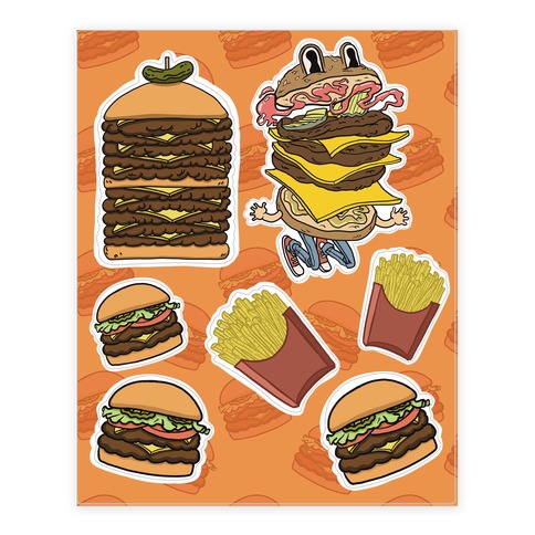 Fast Food Burger Stickers and Decal Sheet