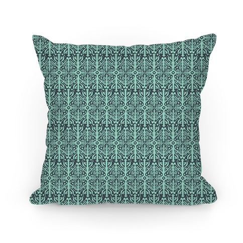 Green Medieval Pattern Pillow