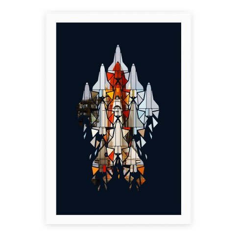 Geometric Space Shuttle Launch Poster