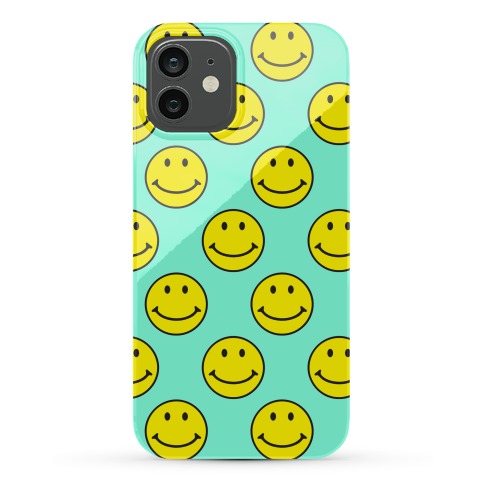 Teal Smiley Face Pattern Phone Cases | LookHUMAN