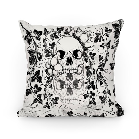 Skull of Vines and Flowers Pillow