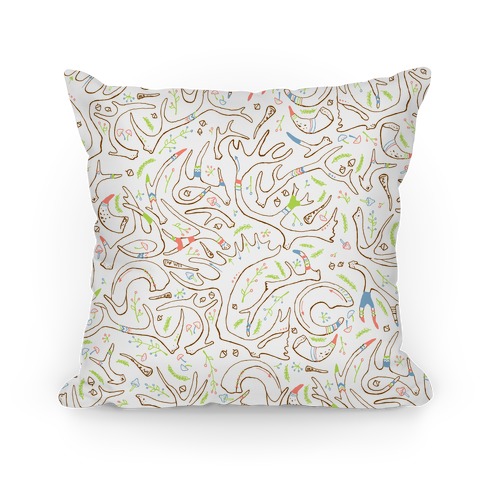 Pastel Tribal Antlers and Floral Pattern Pillow