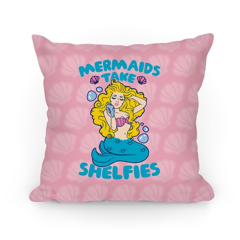Mermaids Take Shelfies Pillow