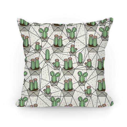 Geometric Cactus Pattern Pillow