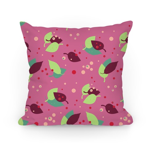 Pink Forest Floor Leaves Pattern Pillow