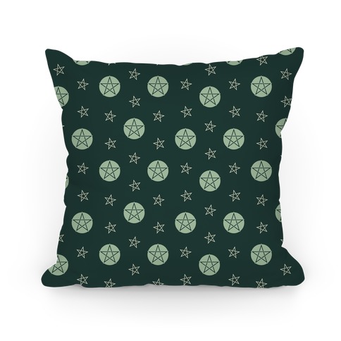 Green Wicca Pentacle Pattern Pillow