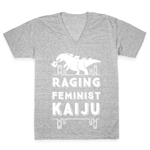 Raging Feminist Kaiju V-Neck Tee Shirt