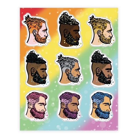 Glitter Beards, Braids and Man Buns Stickers and Decal Sheet