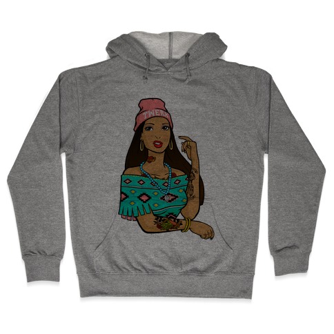 Hipster Pocahontas Hooded Sweatshirt