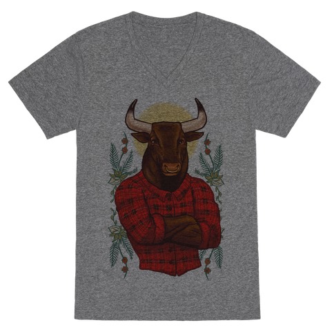 Flannel Taurus V-Neck Tee Shirt