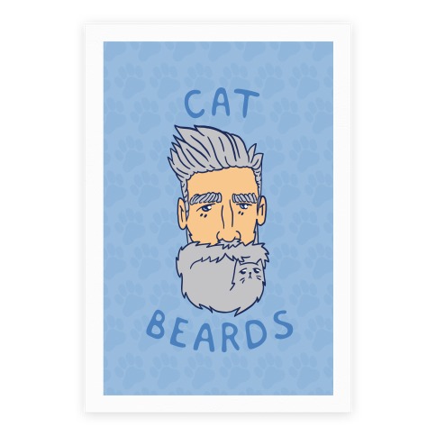 Grey Cat Beards Poster
