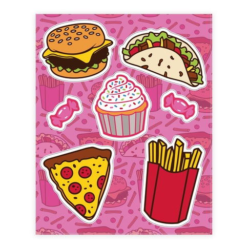 Fun Junk Food Stickers and Decal Sheet