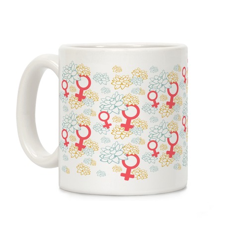 Female Symbol and Lotus Flowers Pattern Coffee Mug