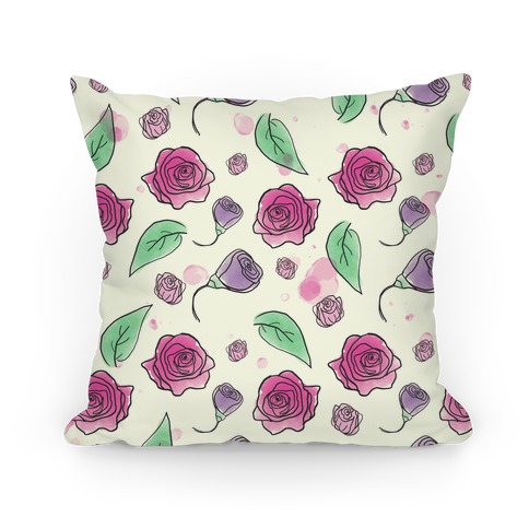 Watercolor Rose Pillow