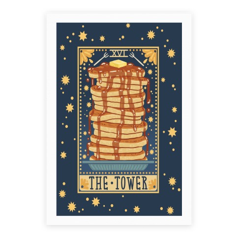 Tarot Card: The Tower (Of Pancakes) Poster