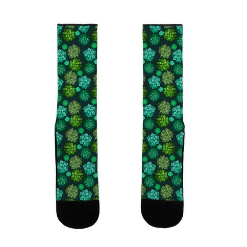 Green Succulent Pattern Sock