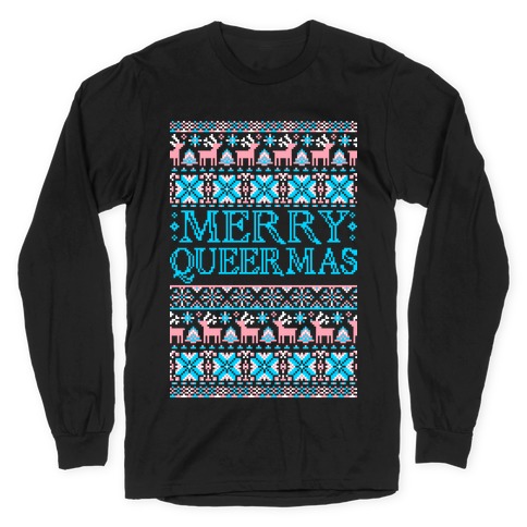 Merry Queermas Trans Pride Christmas Sweater Long Sleeve T-Shirt