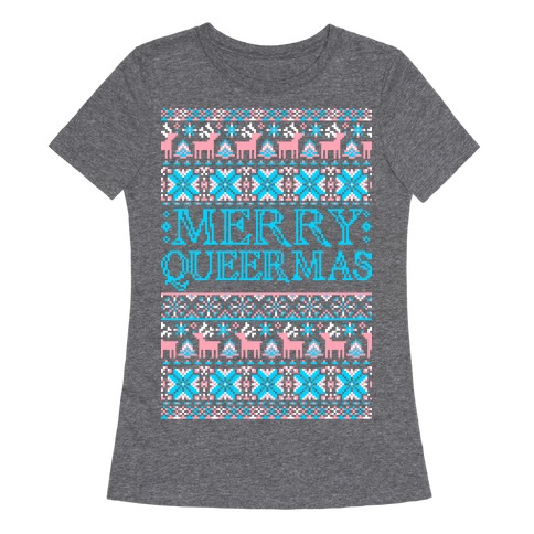 Merry Queermas Trans Pride Christmas Sweater Womens T-Shirt
