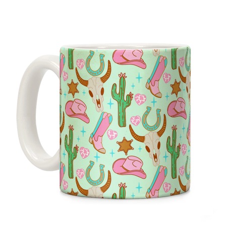 Pink Western Cowboy Pattern Coffee Mug