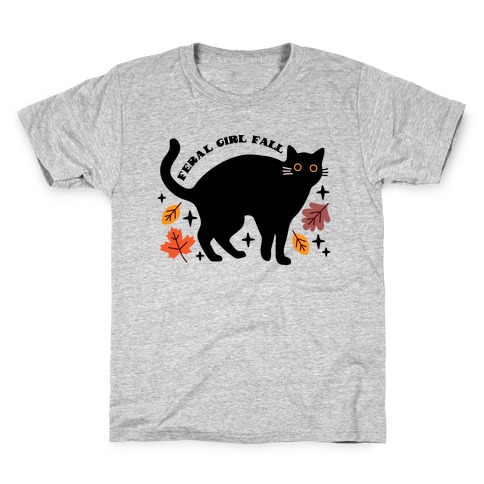 Feral Girl Fall Black Cat Kids T-Shirt